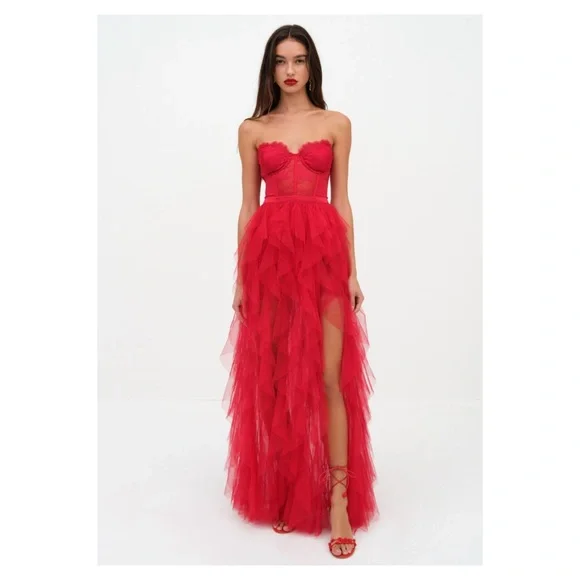 New! FOR LOVE & LEMONS Bustier Gown / Corset Lace Maxi Dress - Picture 4 of 15